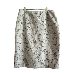 EMANUEL UNGARO Designer Wool Gray Black Floral Skirt - Sz 6 Petite